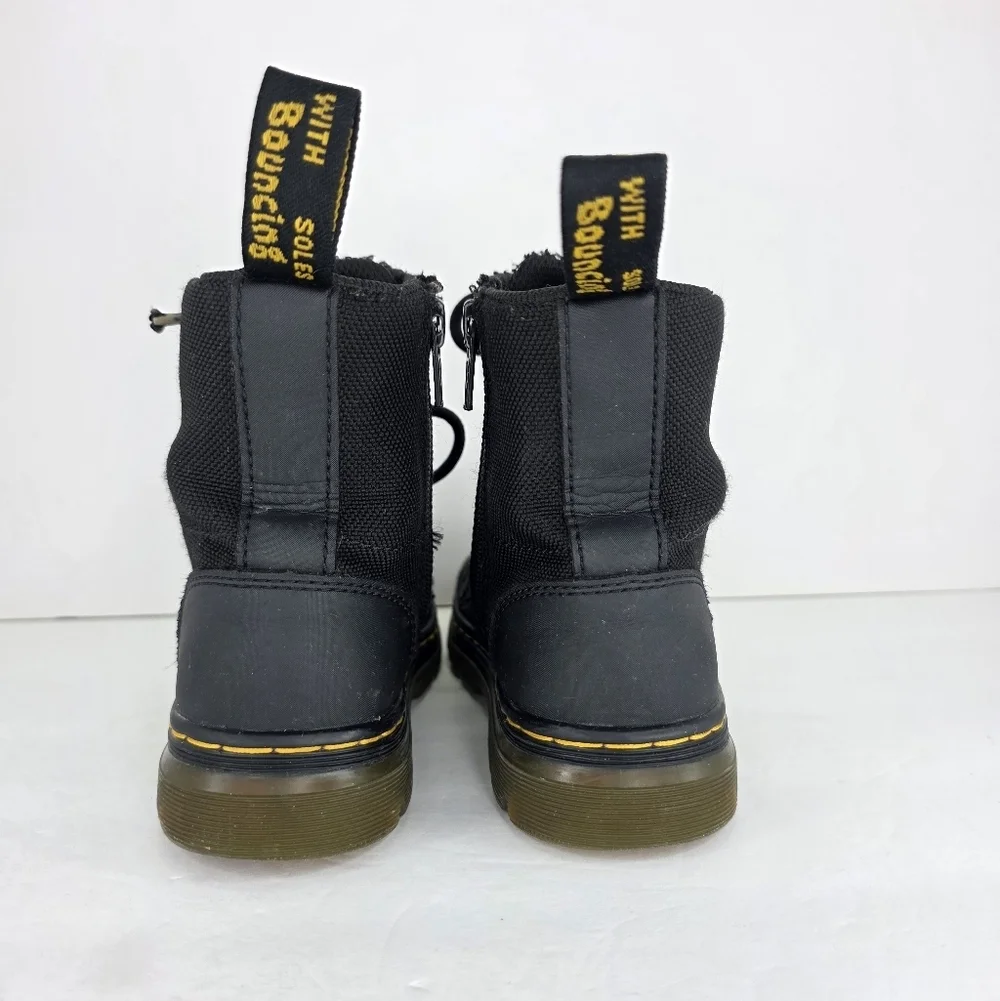 Dr. Martens Junior Comb KIDS Black Tough Poly Combat Ankle Boots Zip Up Size 1